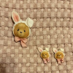 Cherished Teddies Bunny Brooch and Pierced Earrings
